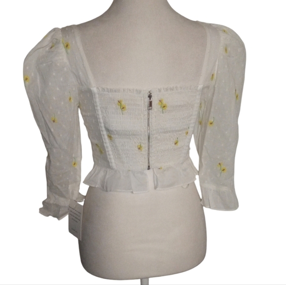 Revolve For Love & Lemons Daisy Floral Embroidered Abby Corset Top Size XS NWT - Picture 7 of 13